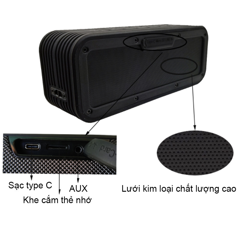 Loa Di Động Không Dây Kết Nối Qua Bluetooth Công Suất 50W Hệ Thống Âm Thanh HIFI - Hàng Chính Hãng