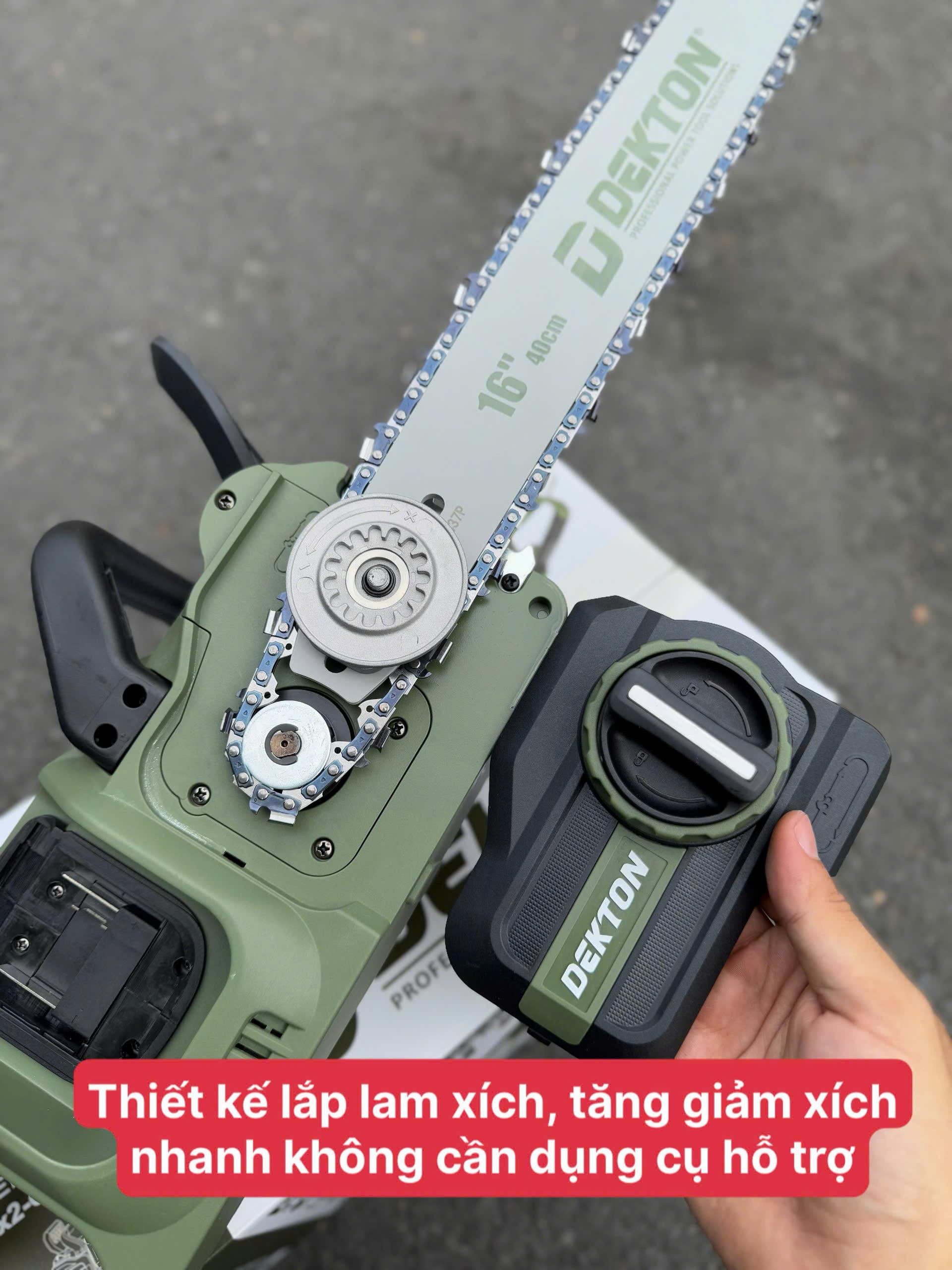 THÂN MÁY CƯA XÍCH PIN 16 INCH (40V) MOTOR BRUSHLESS MÀU OLIVE M21x2-CX16XPRO DEKTON - HÀNG CHÍNH HÃNG