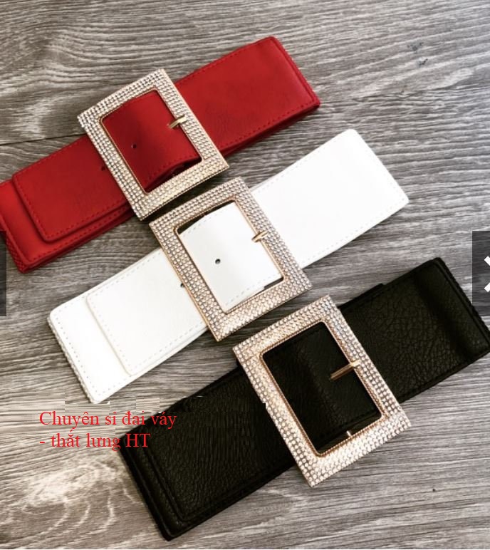 Đai váy Belt đính đá Bản to 6cm Mặt vuông thời trang