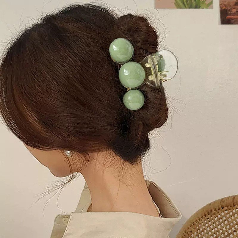 Kẹp cặp tóc càng cua hàn quốc đính ngọc trai phong cách tiểu thư cute xinh dễ thuong cho nữ màu xanh ngọc