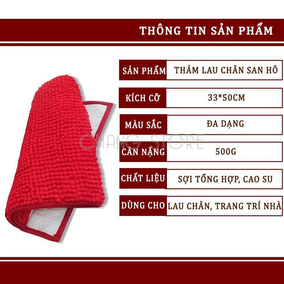 Thảm lau chân thấm nước sợi san hô Chất liệu sợi cotton bông tổng hợp bền đẹp, dễ làm sạch, nhanh khô