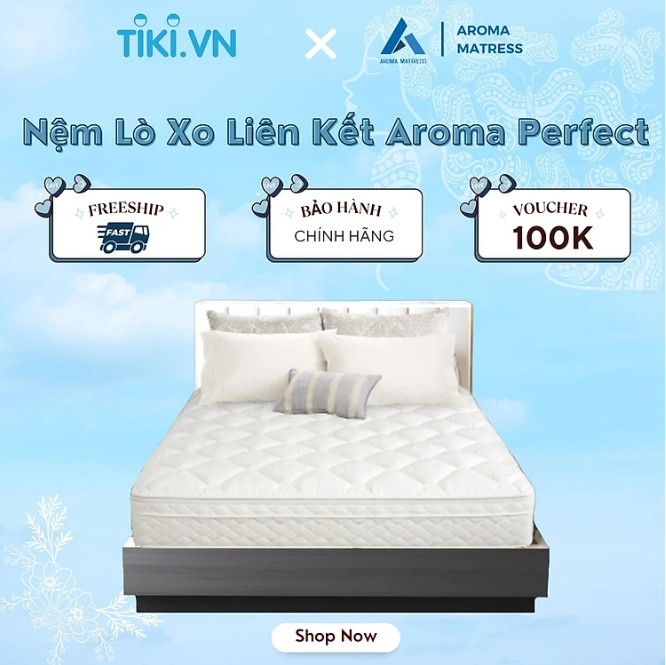 Nệm Lò Xo Liên Kết Aroma Perfect 4 Viền - Nệm Vững Chắc Không Bị Rung Lắc - Bảo Hành 10 Năm