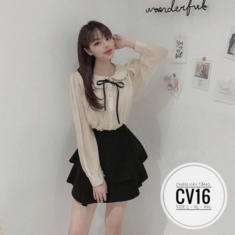 bigsize 60-90KG vmart Chân váy tầng CV16 hàng Quảng Châu cao cấp chiết eo giấu bụng