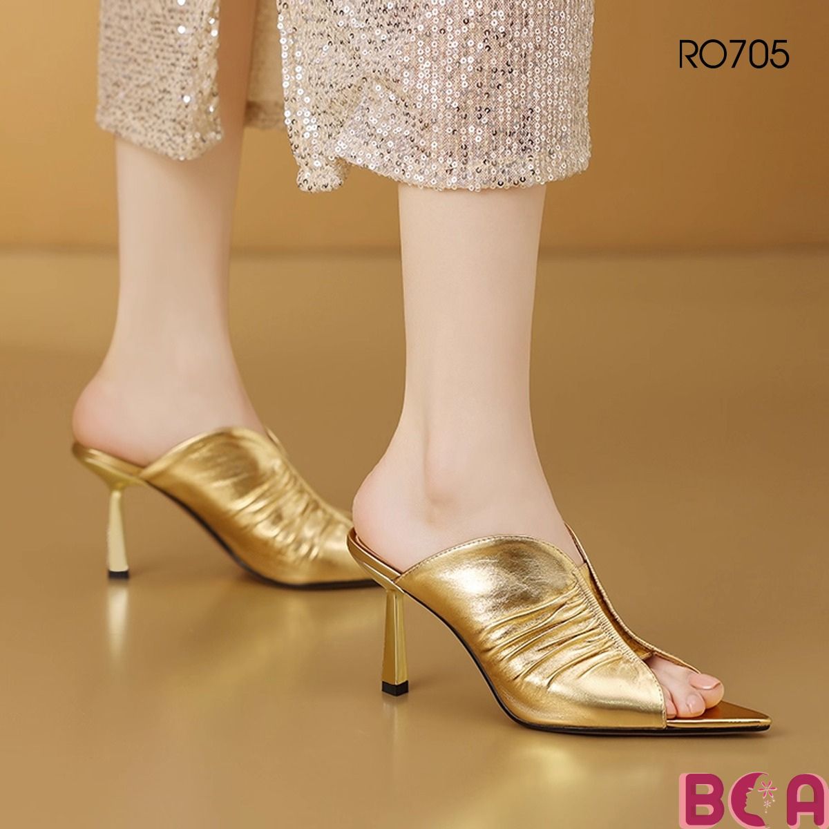 [SANG CHẢNH + ĐỘC ĐÁO] Thiết Kế Giày Cao Gót 8 Phân RO705 ROSATA Quai Bản To Khép Hờ, Hở Mũi Cực Xinh