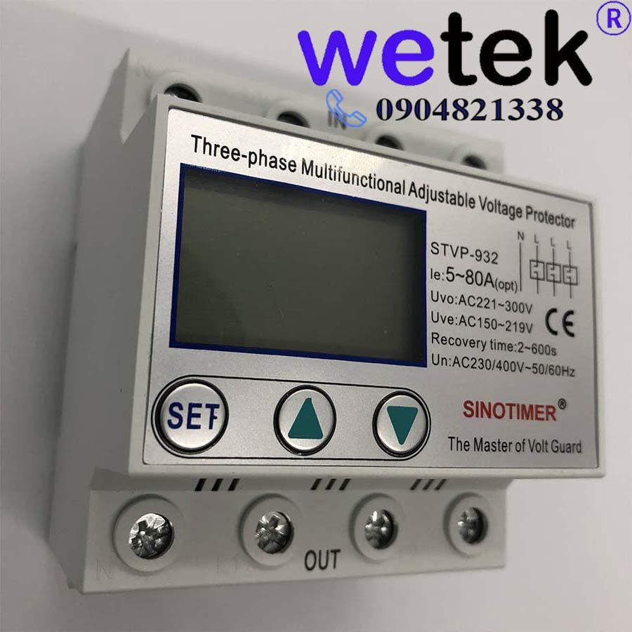 STVP-932 80A Rơ le điện áp 3 pha điện tử hiện số Sinotimer, dân dụng công nghiệp