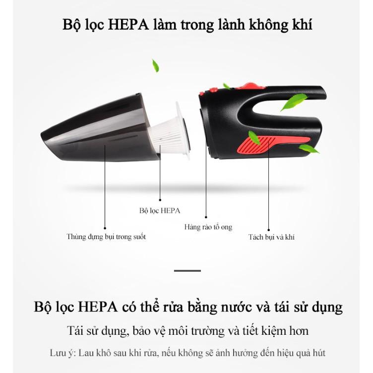 Máy hút bụi ô tô không dây siêu mạnh sử dụng cả ướt và khô Wireless car vacuum cleaner