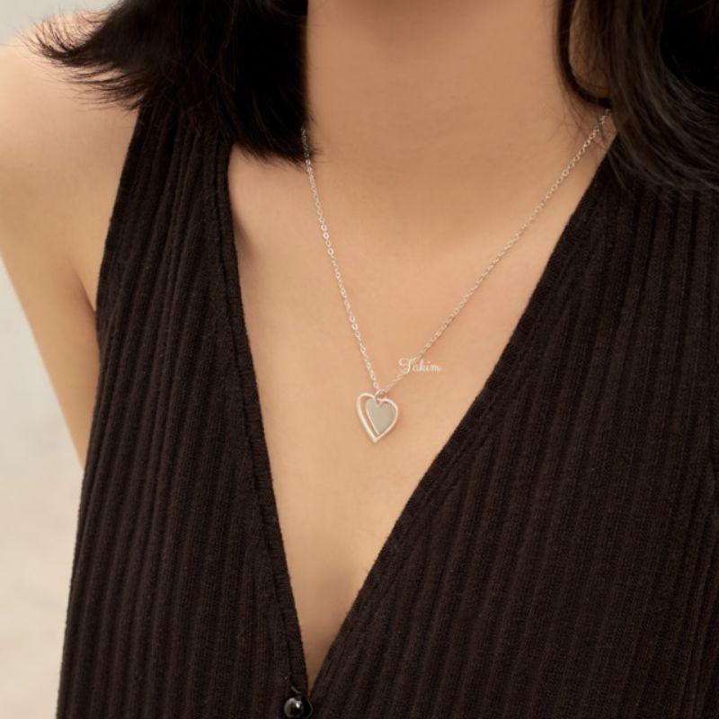 Dây chuyền bạc mặt tim kép YN JEWELRY