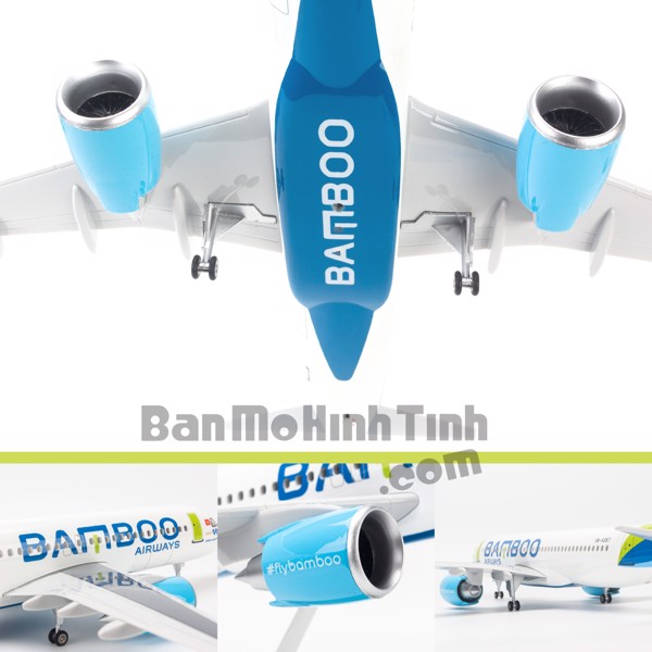 Mô hình máy bay Bamboo Airways Airbus A320 lắp ráp có đèn 47cm MBMH46