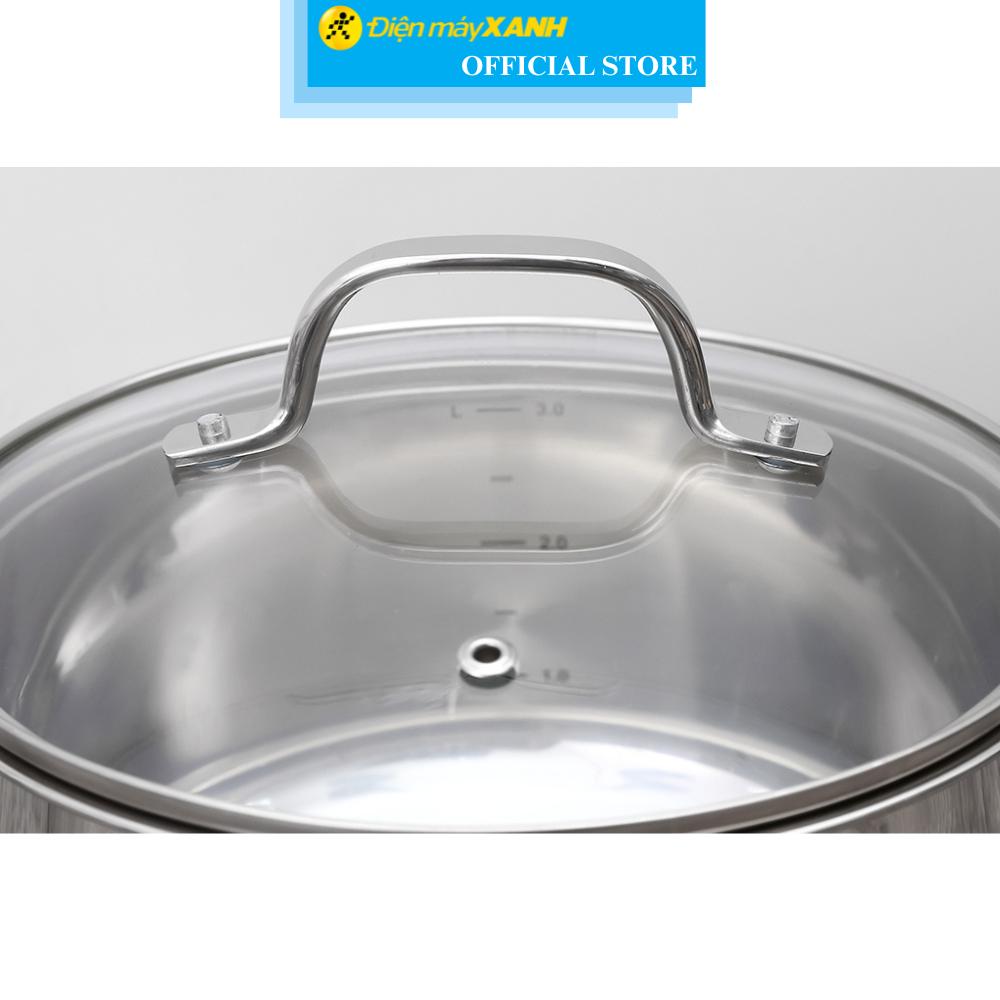 Nồi inox 5 đáy nắp kính 20 cm Fivestar N20-5DG 304 - Hàng Chính Hãng