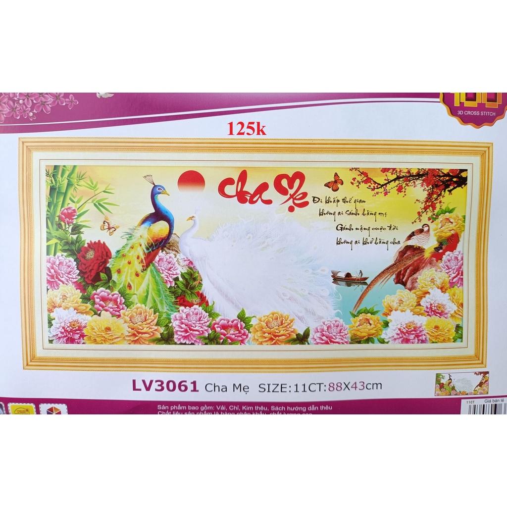 Tranh thêu chữ thập Cha Mẹ LV3061-88x43cm