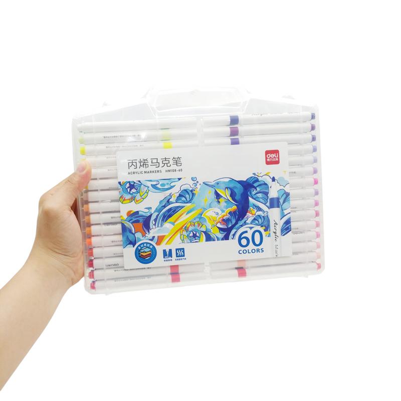 Hộp 60 Bút Lông Màu Acrylic Markers - Deli HM108-60