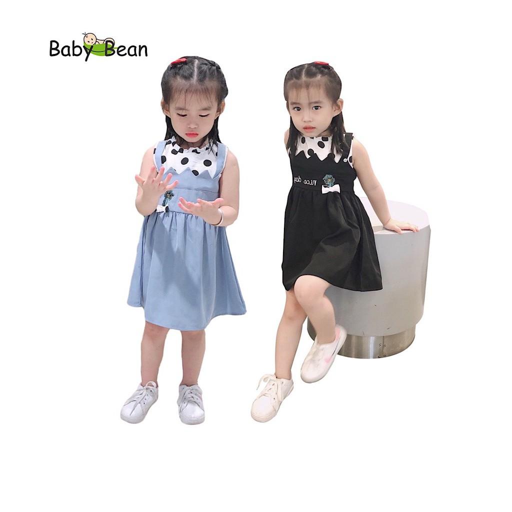 Đầm Cotton phối Tơ Gân Giả Yếm Thêu bé gái BabyBean (8kg-20kg)