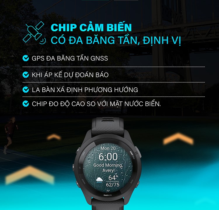 Đồng hồ Garmin Forerunner 265S_Mới, hàng chính hãng - Black Bezel and Case with Black/Amp Yellow Silicone Band