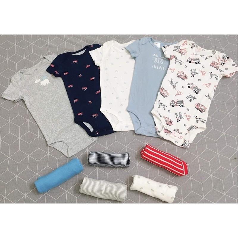 Set 5 bộ body chip cộc tay️ Bộ liền quần cotton xuất dư cho bé