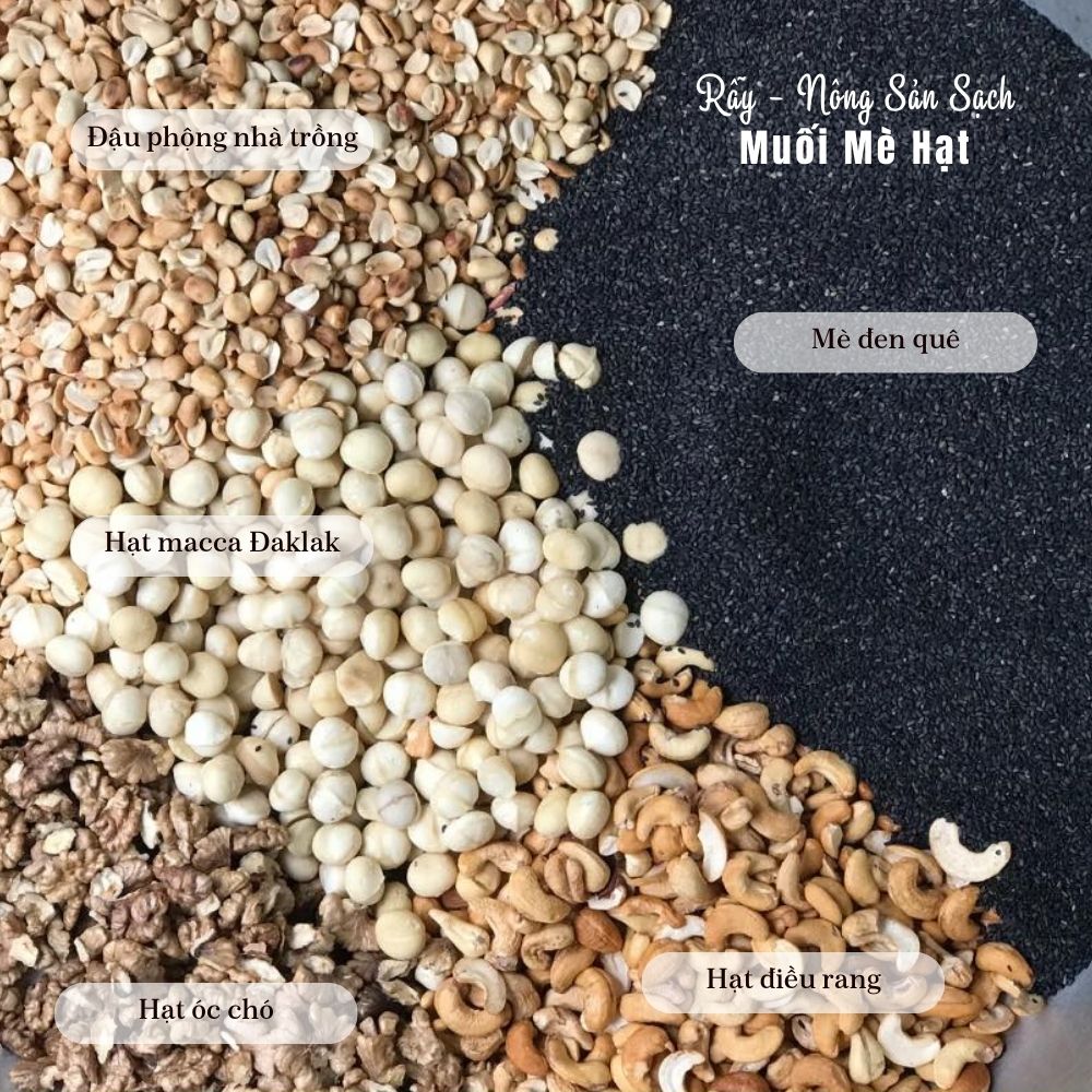 Muối mè hạt dinh dưỡng Rẫy Đaklak 100% nguyên chất từ hạt, đậu và mè đen dân trồng tự nhiên