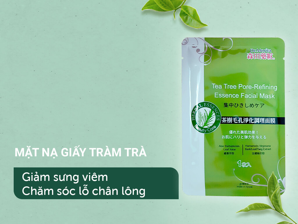 Hộp 7 Mặt Nạ Làm Dịu Da Chiết Xuất Tràm Trà Dr.Morita Tea Tree Pore-Refining Essence Facial Mask 25g x7