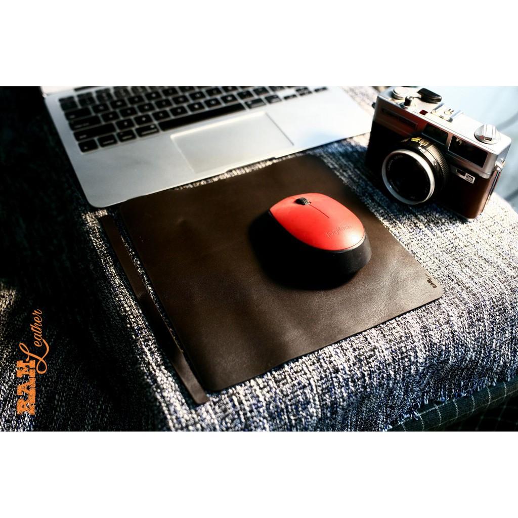 Tấm Lót Chuột Cao Cấp Bằng Da Bò Thật Rất Đẹp Nâu Đậm Mouse Pad