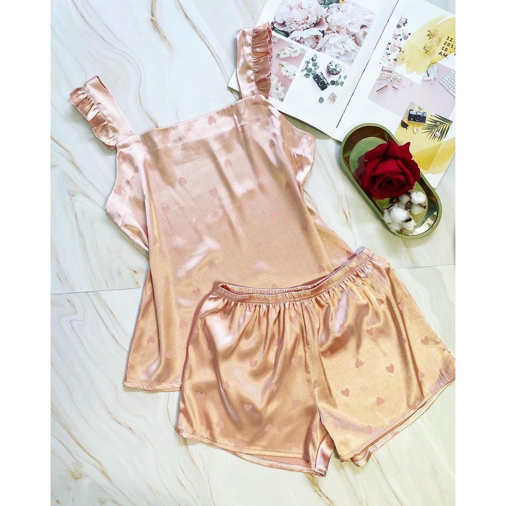 - Set Pijama Lụa Tim Gấm Ba Lỗ Cao Cấp - Mã L204