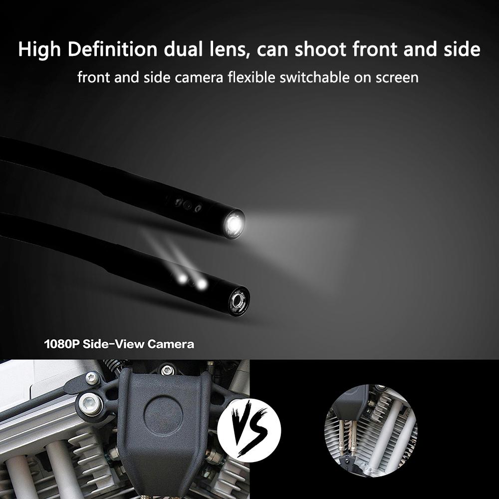 5.5mm Dual-lens Industrial Endoscopes with 4.3 Inch IPS Screen 1080P High Definition Borescope Inspection Camera with 6