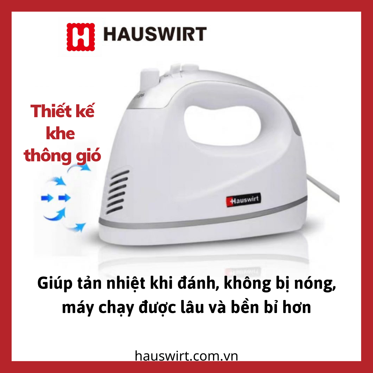 Máy đánh trứng, nhồi bột cầm tay Hauswirt HM330 công suất 300W hàng chính hãng 5 tốc độ đánh