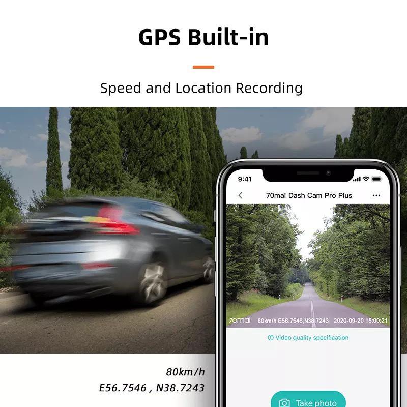 Camera hành trình 70mai Dash Cam Pro Plus , 70mai A500 Quốc tế , Tích hợp sẵn GPS , Cam hành trình xiaomi , Bảo Hành 12