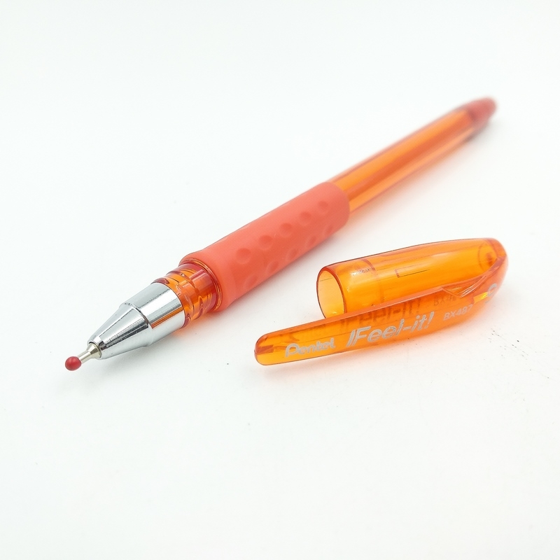 Bộ 2 Bút Bi Nắp Đậy Pentel 0.7 BX487F - Màu Cam