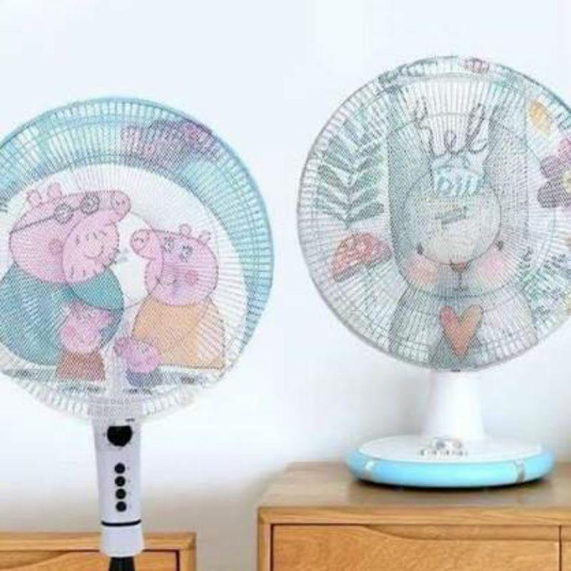 Lưới bọc quạt chống bụi an toàn cho bé loại to - Lưới trùm quạt hình thú dễ thương chống chạm tay