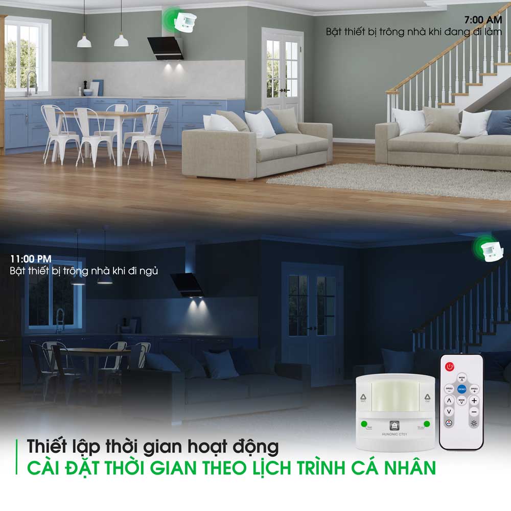 Thiết Bị Chống Trộm Và Báo Khách Đa Năng Hunonic CT01, kết nối Wifi - Hàng Chính Hãng