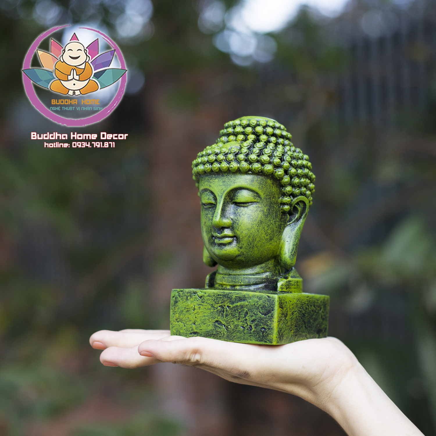 Diện Phật Thích Ca màu đá xanh rêu trang trí hồ cá, thuỷ sinh, tiểu cảnh, bán cạn, terrarium
