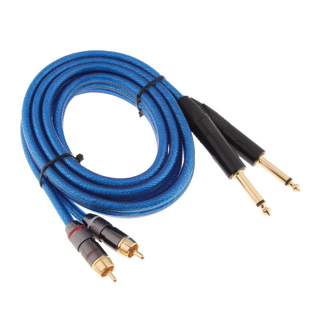 1.6FT 2 Male to 2 6.35MM Stereo Audio Cable Gold-Plated for Speaker, AMP,