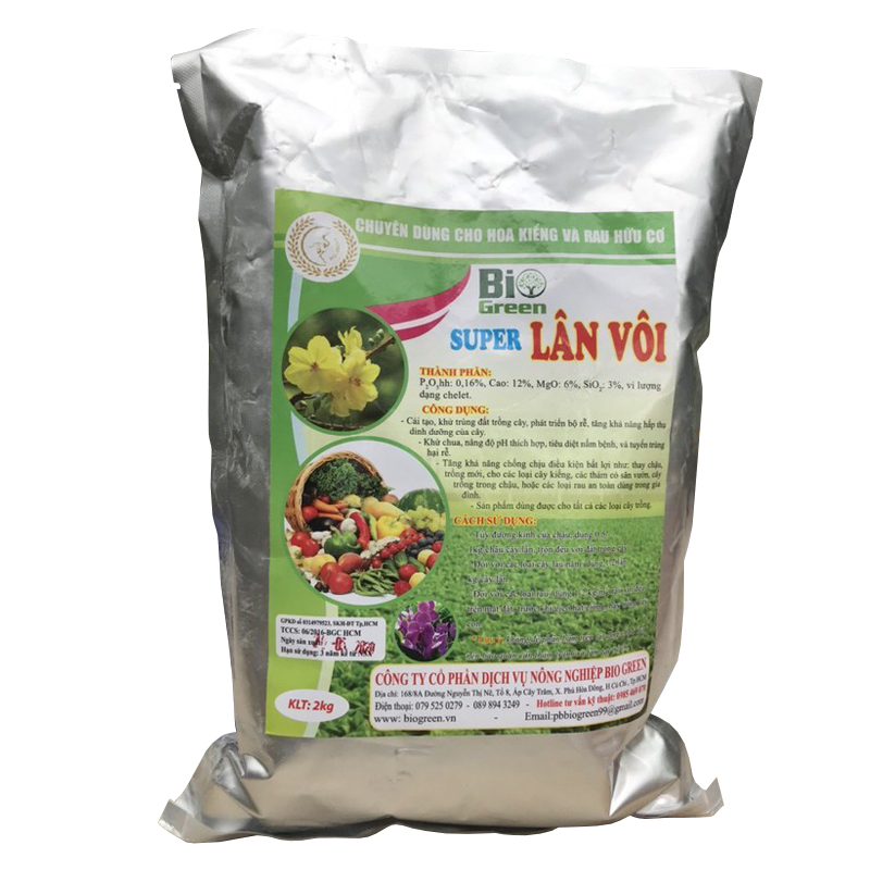 Super lân vôi 2kg khử chua hạ phèn giảm mặn đất trồng cây