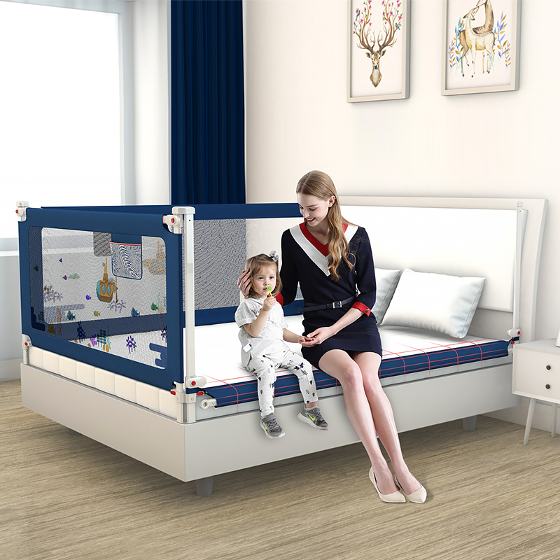 Bộ 2 thanh chắn giường cao tới 105cm chống kẹt, 24 nắc điều chỉnh, hạ 1 góc KidAndMom BR02 mẫu mới nhất trượt lên xuống