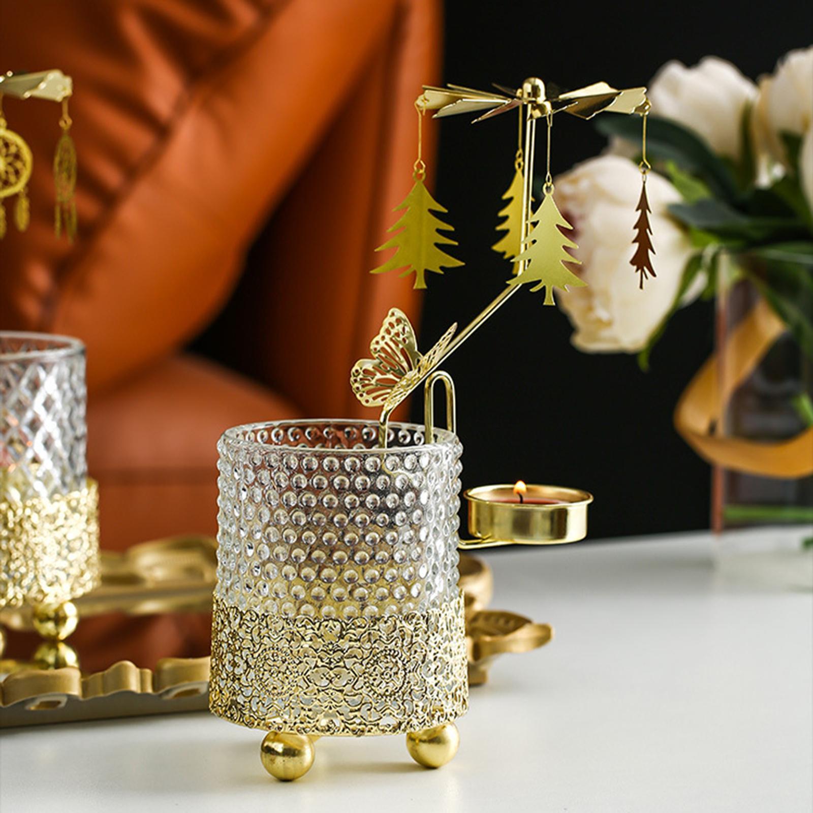 Rotary Candlestick Ornament Tea Light Holder for Restaurant Desktop Fireplace Home Decoration