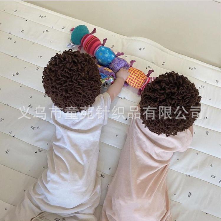 Dễ Thương Cho Trẻ Em Nón Bà Già Người Phụ Nữ Hoang Dã Tóc Xoăn Tóc Giả Bộ Đội Dệt Kim Beanies Trẻ Em Bé Nón Mũ Nam Phụ Kiện Chụp Ảnh đạo Cụ