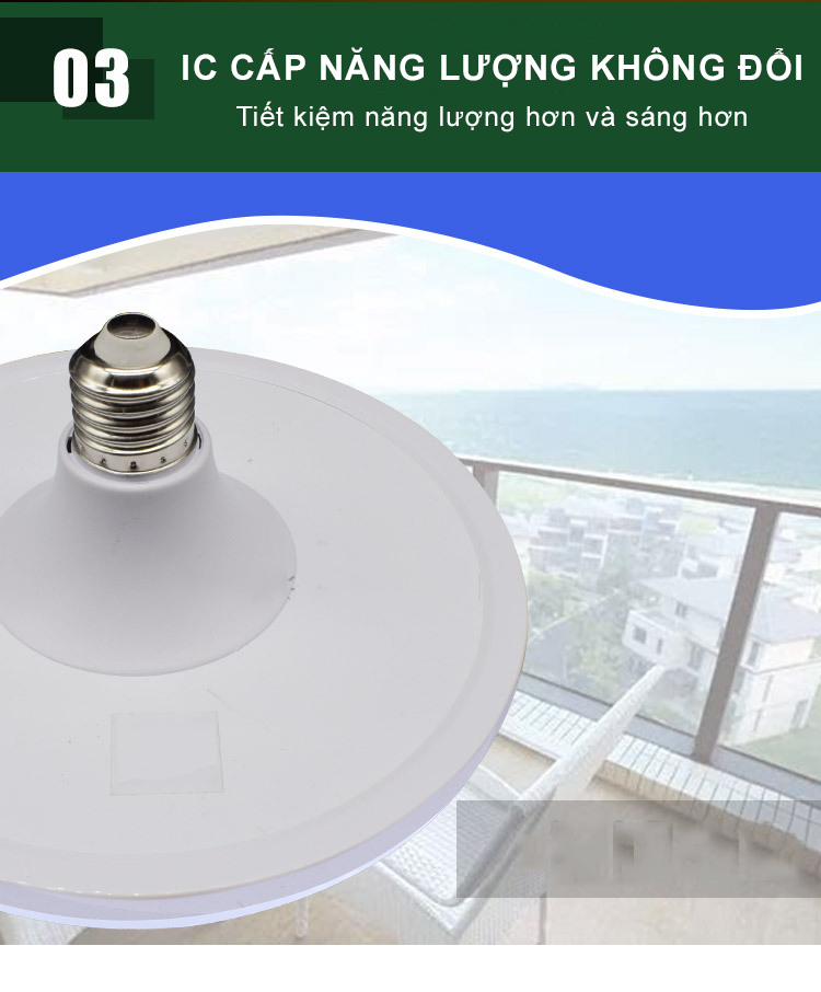 Đèn Led đĩa bay đui xoáy ánh sáng trắng ( 18W - 24W - 36W - 50W ) cao cấp - Huy Tưởng