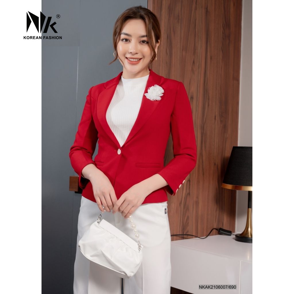 Áo Vest Nữ Công Sở Tay Lỡ Cổ Bẻ NK Fashion Thời Trang Hàn Quốc Form Chuẩn Mặc Cực Tôn Dáng NKAK2106007