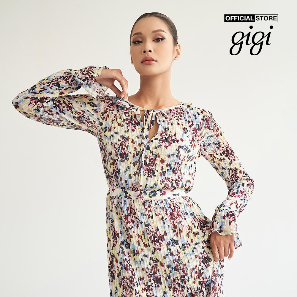 GIGI - Đầm midi tay dài cổ tròn thắt nơ thời trang G2102D222131-19