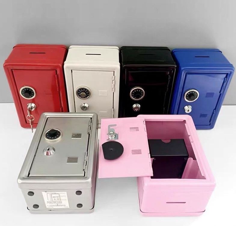 Két Sắt Mini Đựng Tiền Hộp Đựng Trang Sức Kim Loại Có Khóa 18x12x10cm Chống Cháy Nhỏ Gọn Tiện Lợi