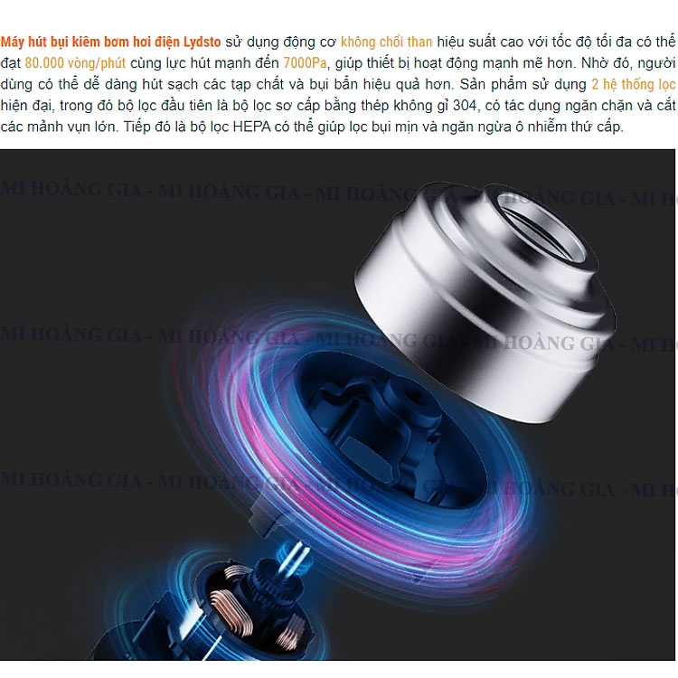 Máy hút bụi ô tô cầm tay tích hợp bơm hơi Xiaomi LYDSTO HD-SCXCCQ02 - Hàng nhập khẩu