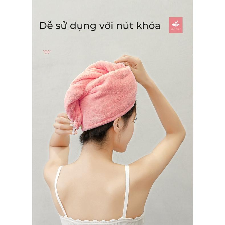 Khăn ủ tóc đa năng, khăn quấn tóc gội đầu cao cấp, vải cotton mềm mại thấm hút tốt Cicico B190