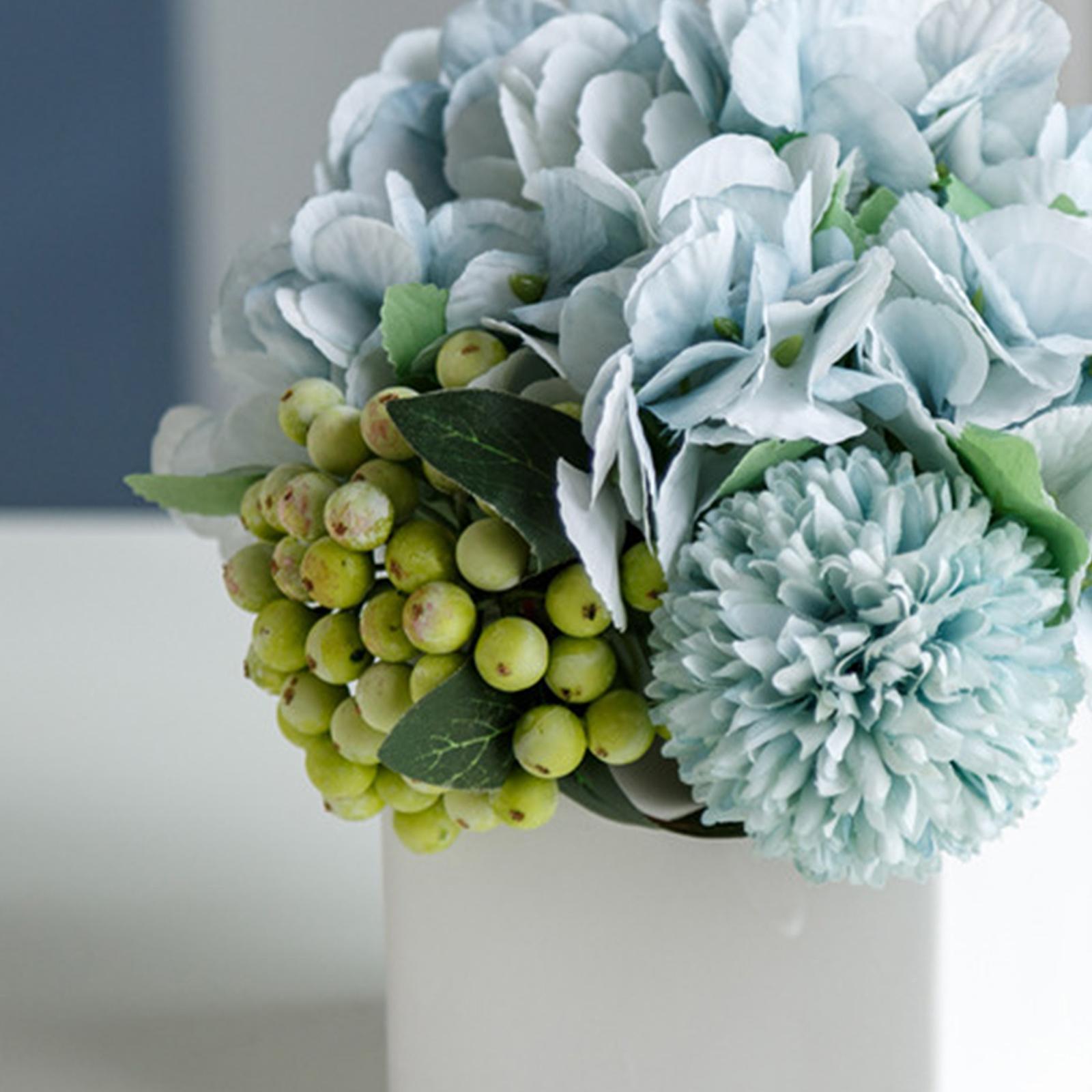 2x Artificial Silk Flowers Hydrangea Flower Arrangements for Decoration