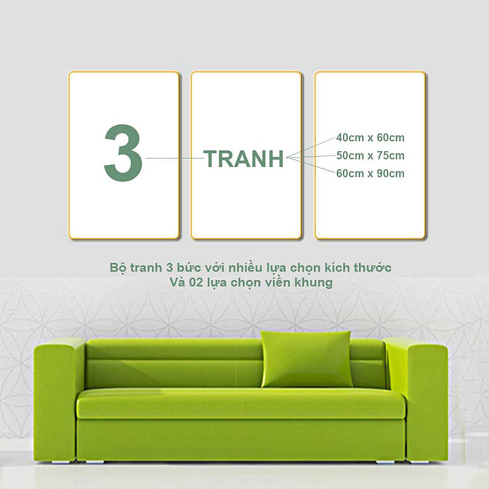 Tranh treo tường 3 tấm- chim công - chim khổng tước: 3229L10
