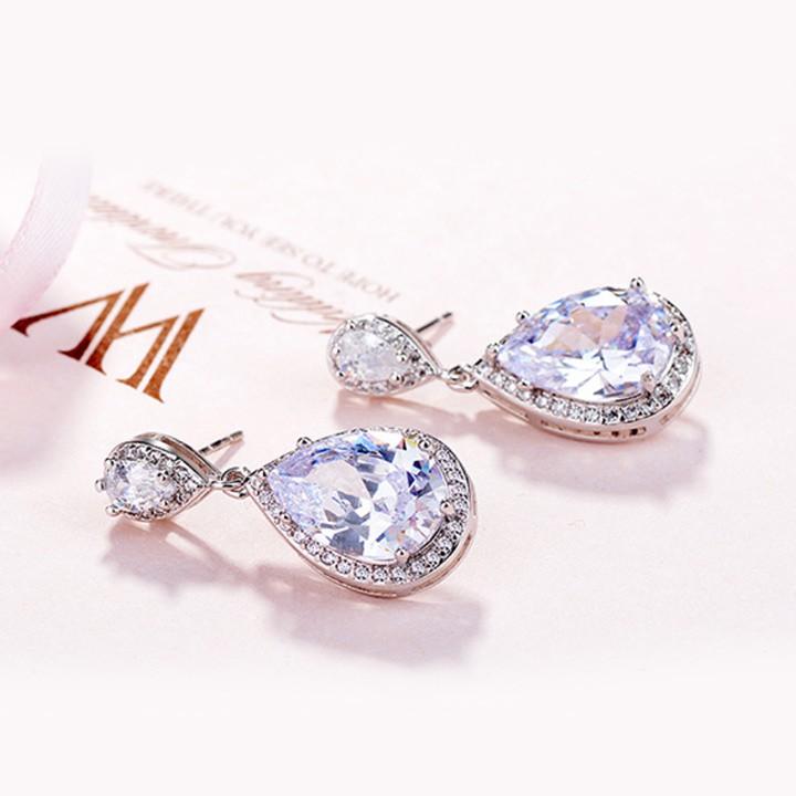 Bông tai giọt nước nạm đá nhân tạo lấp lánh BHBT357