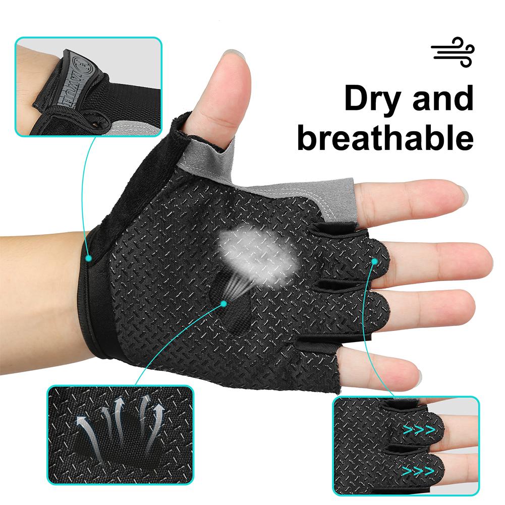 Găng Tay Ngón Tập Gym Thể Hình Chống Trơn Trượt Nam Nữ Guantes Đi Xe Đạp Fingerless Găng Tay Phụ Kiện Xe Đạp Color: Black Size: M