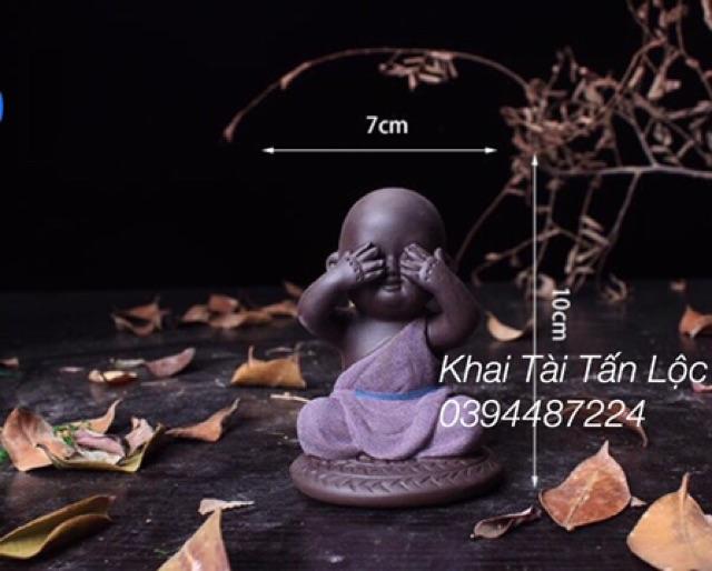 Bộ 3 chú tiểu tam không gốm tử sa mới nhất cao 10 cm