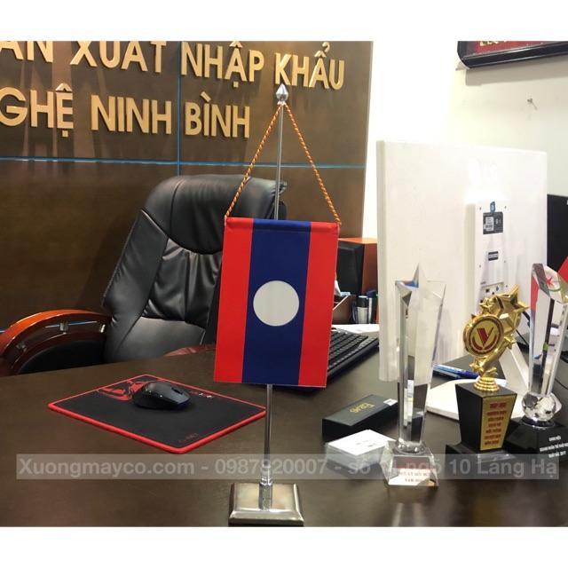 Cờ để bàn Lào đế vuông đơn inox
