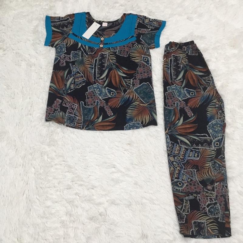Bộ tôn nhung thái lửng phối cổ tay ngắn(size 40-70kg