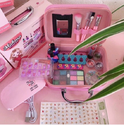 Hộp vali đồ chơi đựng đồ dùng trang điểm make up cho bé gái kèm đồ dùng làm nail tại nhà cực xinh cho các bé chơi không chán - Đồ chơi sáng tạo mang tính nghệ thuật