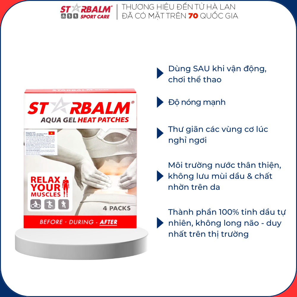 Miếng Dán Ấm Cơ Giúp Giảm Nhức Mỏi STARBALM, Giảm Đau Lưng, Thư Giãn Cơ, Lưu Thông Máu, Hết Nhức Mỏi