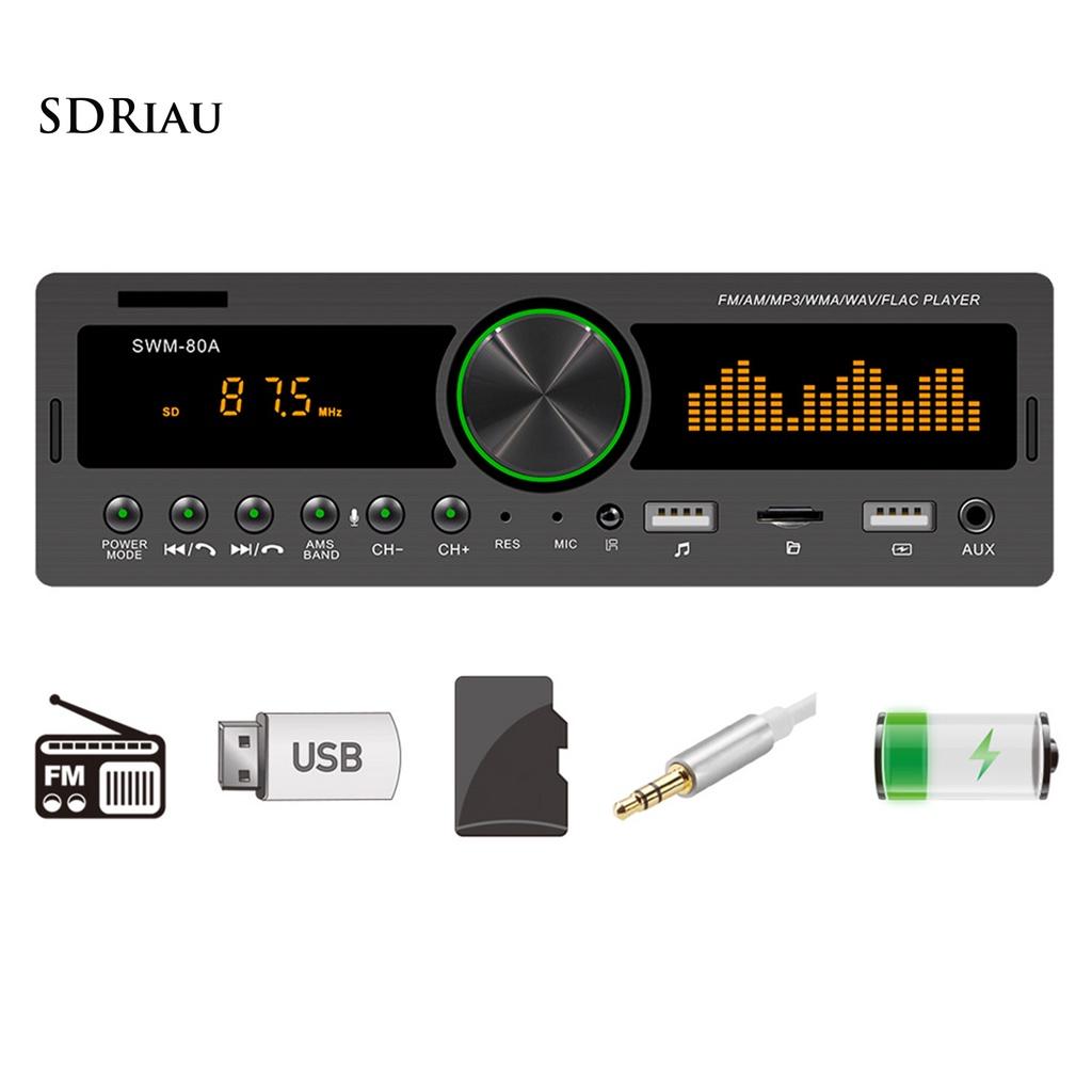 *QCDZ* SWM-80A Handsfree Dual USB Car MP3 Player Powerful FM Radio Bluetooth AUX TF Card U Disk Digital Media Receiver for Car Center Control Modification